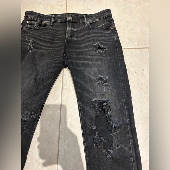 American eagle 36x34 men’s black ripped skinny jeans - Picture 5 of 12